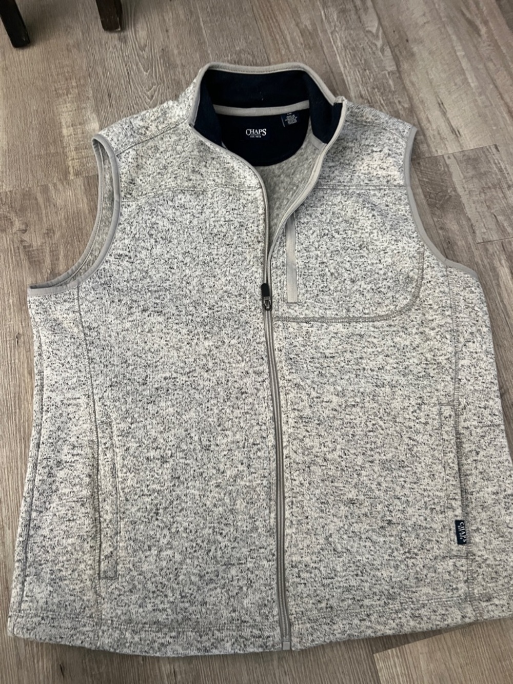 Chaps Light Gray Heathered Fleece Zip Vest